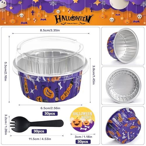 Halloween Mini cake pans with lids, 5oz Round, 30Pack ZOXILEN - color: Purple 30pcs