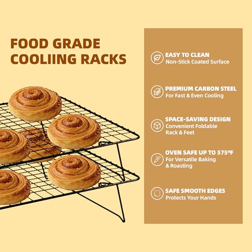 Cooling Rack 16"x10", 5-Tier Stackable & Collapsible Cooling Racks - color: Black, size: 5-Tier