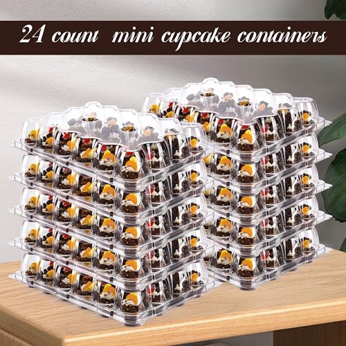 NPLUX Mini Cupcake Containers 20 Pack 24-Count for 480 Treats Stackable