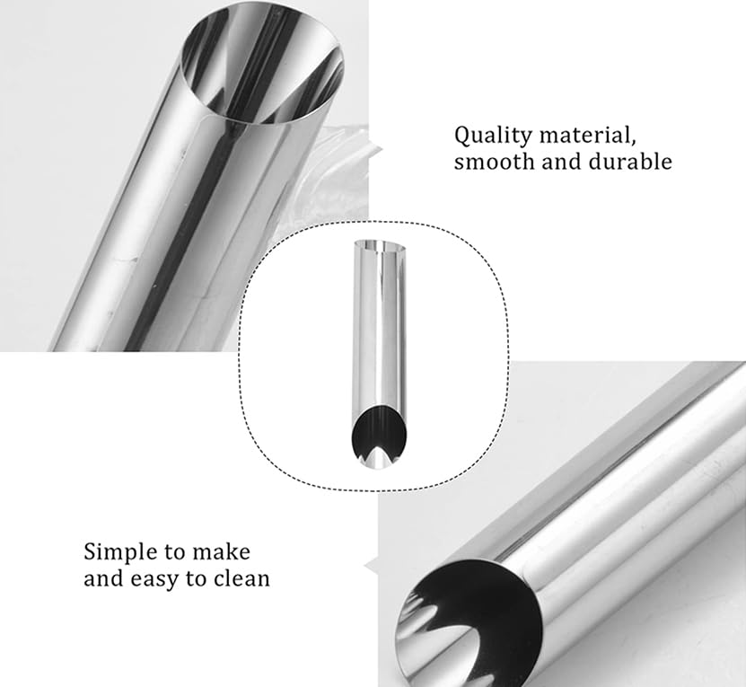 12pcs Cannoli Tubes, Stainless Steel Cannoli Forms Tubes Kits, Roll Horn Forms, Non-stick Baking Molds for Cannoli Shell, Brioche Rolls, Croissant Toas, Cream Roll, Croissant(Round) - size: 12pcs Round