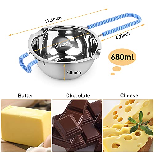 Double Boiler Pot Set, 0.7QT & 1.7QT Stainless Steel Chocolate Melting Pots