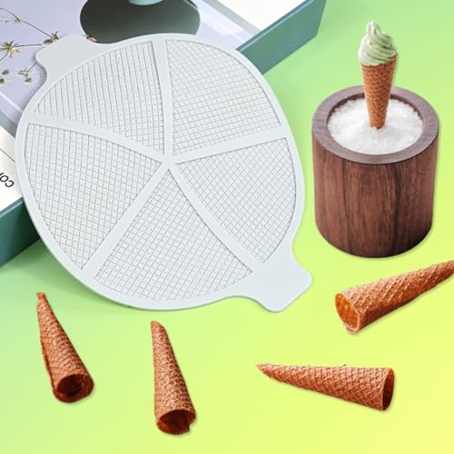 mostsom Embossing Fondant Lace Mold, Silicone Cake Decorating Mat, Elegant Lace Pattern Baking Tool for Sugar Craft, Chocolate, Gum Paste (C_ Ice Cream Cone)