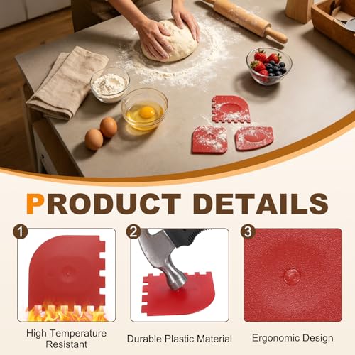 uxcell 6Pcs Serrated Pan Scraper 3.2x3.2Inch Kitchen Pot Scrubber Red - color: Red, size: 3.2x3.2Inch