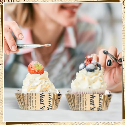 Maxcheck 300 Pcs Square Cupcake Liners 2.36'' Paper Baking Cups,Retro - style: Retro