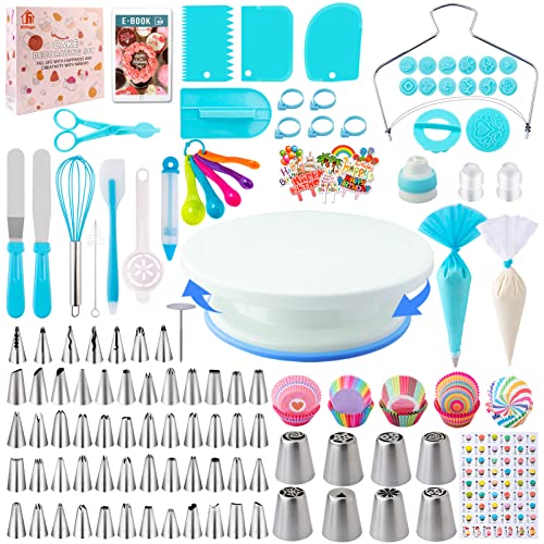 Cake Decorating Supplies Kit Tools 356pcs, Nifogo Baking Accessories with Cake Turntable, Pastry Piping Bag, Piping Icing Tips for Beginners