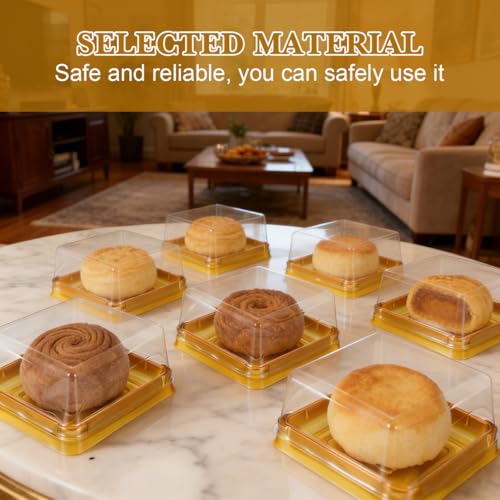 DOITOOL 100 Pcs 3 Inch Mini Cake Containers with Clear Lids - color: Golden(L)