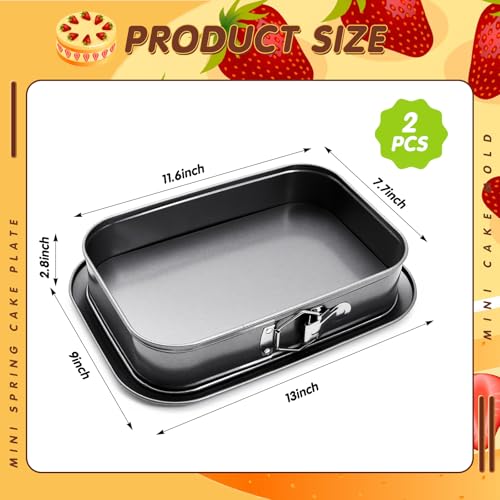 Uiifan 2 Pcs Non Stick Springform Pans Cheesecake Pan Rectangle Springform Pans Square Cake Pan with Removable Bottom for Kitchen Baking Roasting Muffin Bread Cake Brownie Bakeware(11 x 7 x 3 in) - size: 11 x 7 x 3 in