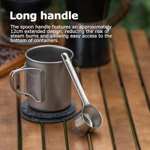 iBasingo Titanium Coffee Scoop 35ml Premium Measuring Spoon Silver Ti1128T - color: Crystalline Silver