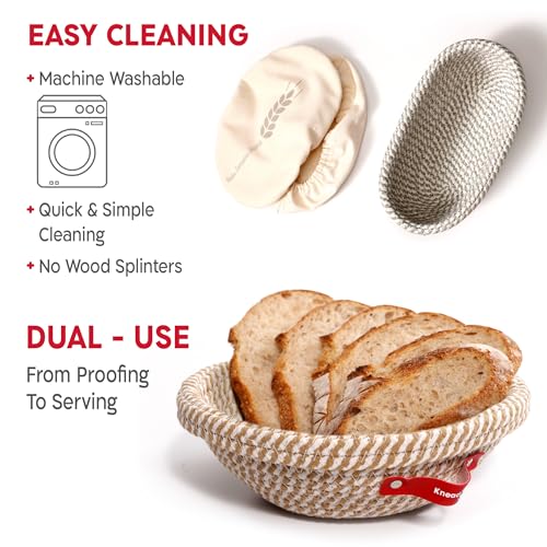 KneadAce Sourdough Starter Kit with Round & Oval Banneton Proofing Baskets