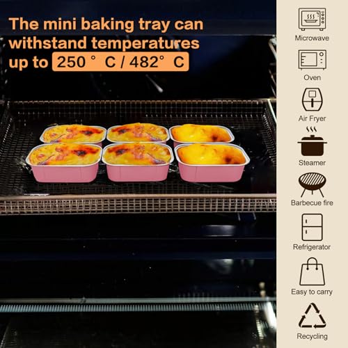 mini loaf pans with lids and spoons 50 Pack,5.5 oz Rectangle mini individual cake tins Disposable Small Aluminum Foil Baking pans(50, Pink) - color: Pink
