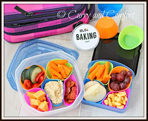 Silicone Cupcake Liners Baking Cups Non-Stick Jumbo Reusable Muffin Molds Bento Bundle Lunch Box Dividers (30-Pack) - style: 30 Pack Cupcake Liners