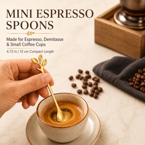 6-Piece Gold Coffee Spoons, 4.72-Inch Mini Espresso Spoons