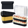 Mini Loaf Pans with Lids and Spoons, Rectangle Cake Pans, Baking Containers - color: Black/Gold