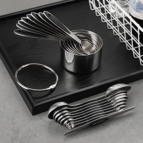 Measuring Cups and Spoons Set of 17 Double Sided Magnetic Measuring Spoons - color: black T
