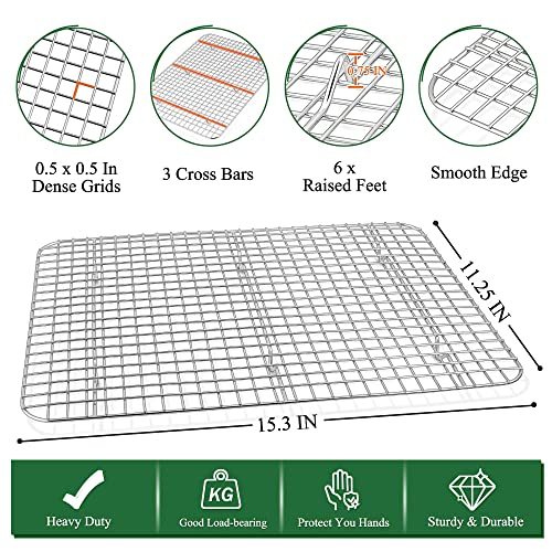P&P CHEF 16 Inch Cookie Baking Sheet Pan with Wire Rack,4 Pcs - size: 16 Inch