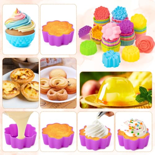 R HORSE Mini Silicone Cupcake Liners Molds, Muti Floral Shaped Baking Cups - style: New Flowers