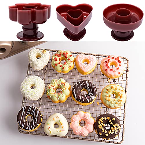 4 Pack Donut Maker Cutter, Creative Reusable Non-stick Doughnut Molds, Fondant Cake Bread Dessert Bakery Mould, Biscuit Stamp Mould, Home Kitchen DIY Baking Tool