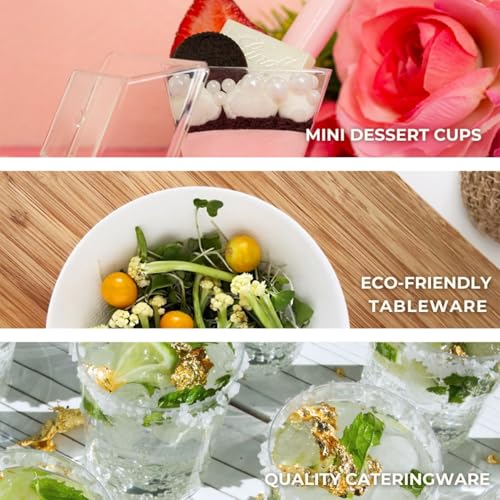 50ct Small 5" Clear Rectangle Plastic Dessert Plates | CMJJ - color: Clear