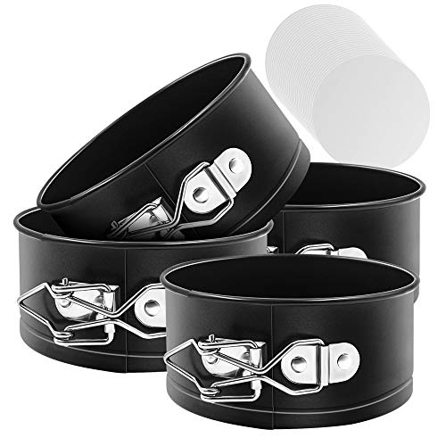 MASSUGAR 4 Inch Springform Pan 4 Pack Mini Cake Pan Cheesecake Pan - size: 4 Inches