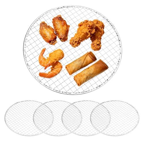 M METERXITY 5 Pack Disposable Grill Toppers, Round 11.02'' Galvanized Grill Grates, Disposable Roasting Racks Replacement for Outdoor, BBQ, Camping, Picnics - size: 11.02''