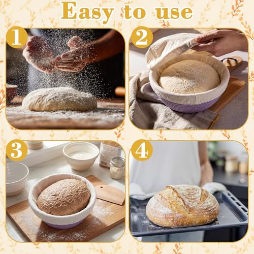 4 Pcs Round Banneton Bread Proofing Basket, 9 Inch - size: 9 Inch