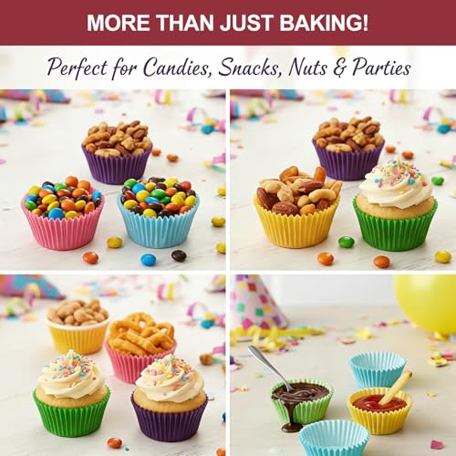 400 Pcs Mini Bright Rainbow Cupcake Liners Paper Baking Cups