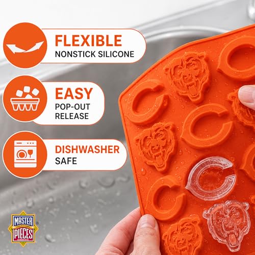 MasterPieces Game Day Set - FanPans NFL Chicago Bears - Silicone Ice Cube Trays Two Pack - Dishwasher Safe - style: Chicago Bears