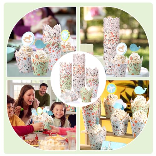 Reallnaive 500 Pcs Thanksgiving Fall Tulip Cupcake Liners