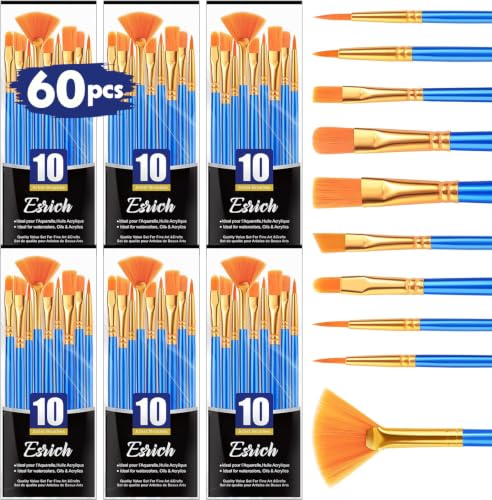 ESRICH 60PCS Paint Brushes, Paint Brush for Acrylic Painting - size: 60p