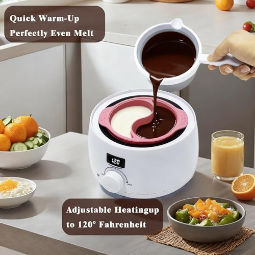 fisca Chocolate Melting Pot Candy Melter with Temperature Display and Adjustable Temperature,Dip,Drizzle & Decorate Strawberries, Cake Pop and Chocolates，Ideal Kitchen Gadget