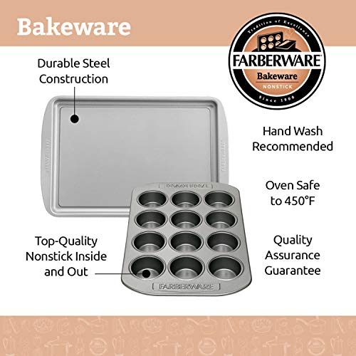 Farberware Nonstick Bakeware Cookie Pan Set, Baking Sheets, 2-Piece, Gray - size: 11" x 17" (2 piece)