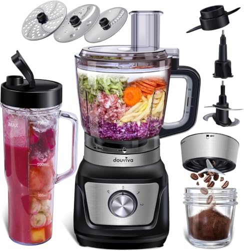 8-Cup Food Processor & Blender Combo, 1000W All-in-One Kitchen Blender for Ice Crushing, Smoothies & Dough, 24oz To-Go Cup, French Fry Cutter, Dishwasher Safe, Black - size: 8 cup
