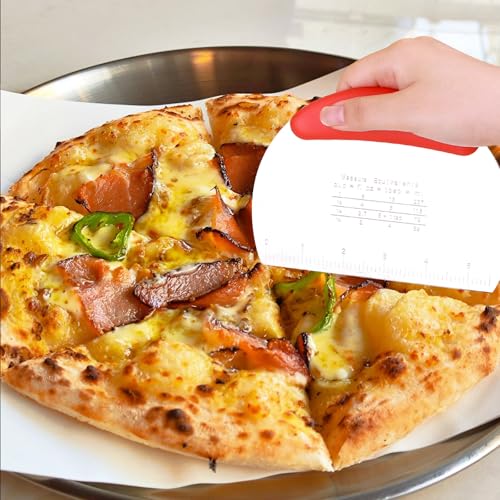 Stainless Steel Bench Scraper - Dough Cutter, Pastry Blade with Dual Side Scale, Baking Supplies Kitchen Tool - color: Red