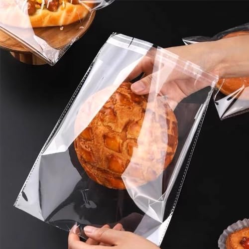 Cellophane Bags Cookie Bags Sleeves with Seal 4½ x 6½-inch Clear Cello Self Adhesive Resealable Packaging Gaggies for Candy Cookies Cards Treat, 100 Pack - size: 4.5x6.5 Inch (Pack of 100)