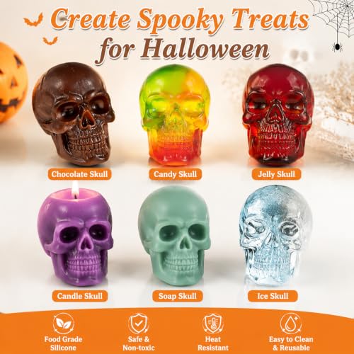 2 Pack 3D Skull Silicone Molds for Resin Candle Soap Clay&Wax DIY Crafts - color: skull mold-2PCS
