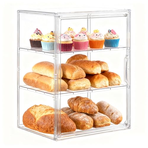 Clear Bread Box, Pastry Display Case for Kitchen Countertop