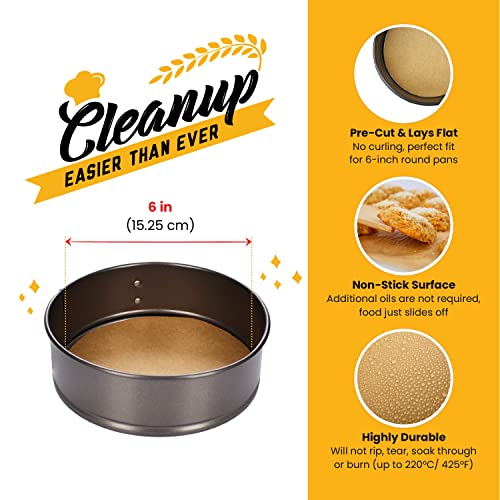 6" Parchment Paper Rounds for Baking, 220 Pcs Precut Cake Pan Liners - size: 6" Round - 220 Pack