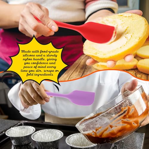 32 Pack Mini Silicone Spatulas Bulk 8.3 Inch Small Silicone Spatula Set Heat Resistant Seamless Flexible Scraper for Baking Cooking Mixing, 8 Colors