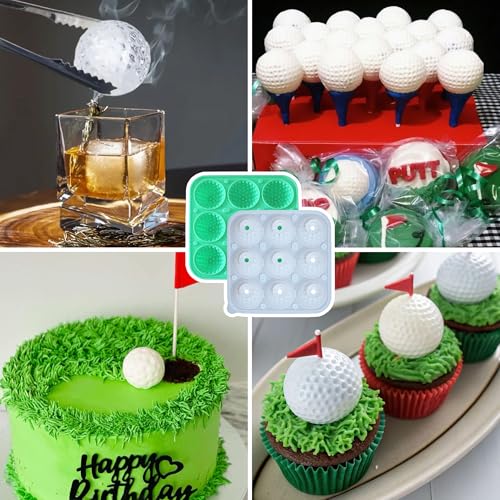 Golf Ball Ice Ball Mold with Lid,1Pack 9-Cavities Silicone 3D Golf Ball Ice Cube Mold,2”Sphere Round Ice Cube Tray for Whiskey,Bourbon,Cocktails,Chilling Drink - color: Golf Ball 9-Cavity 2Inch with Lid 1Pack