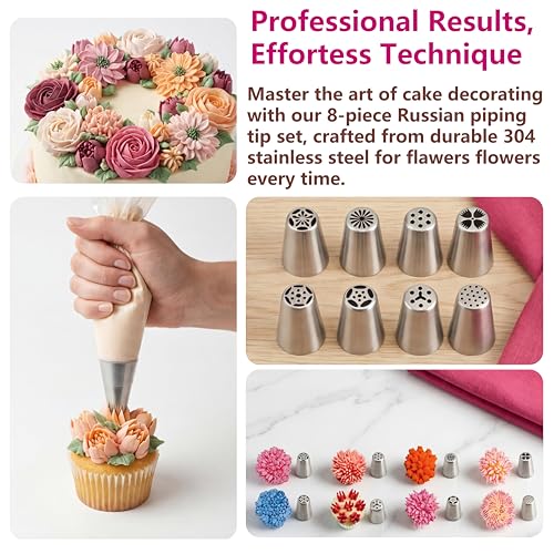 Cake Decorating Kit,209 PCS Dessert Decorating Syringe Set with Stainless Steel Frosting Piping Kit,Baking Supplies with Storage Case,Piping Bags and Tips Set,Chocolate Moulds for Beginners & Pros