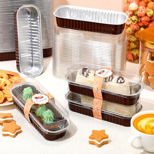 Tioncy 100 Pcs Mini Loaf Pans with Lids Spoons, Classic - style: Classic