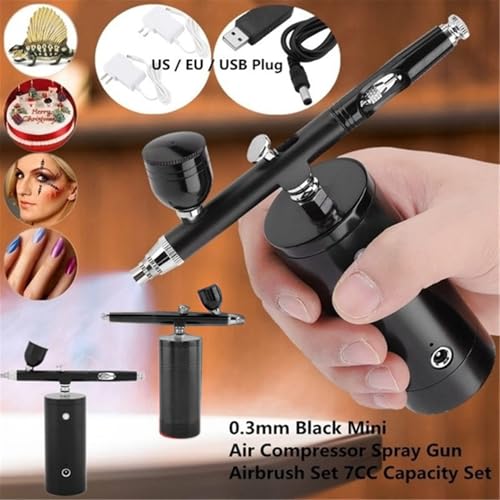 Handheld Airbrush Set USB Rechargeable Cordless Air Spray Gun for DIY Make up Tattoo Nail Art Cake Face Paint Model Painting