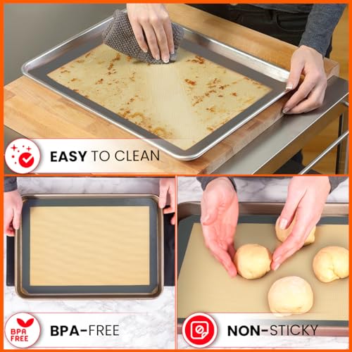 Silicone Baking Mat 2 Pack, Half Sheet 16.5 x 11.6, Non-Stick Liner for Oven - size: 2 Half Sheets