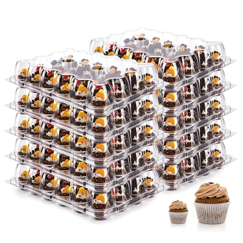 NPLUX Mini Cupcake Containers 20 Pack 24-Count for 480 Treats Stackable