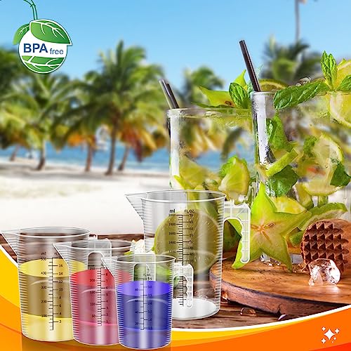 Xuhal 6 Pcs Measuring Pitcher Set, Plastic Cups with Handle and Spout