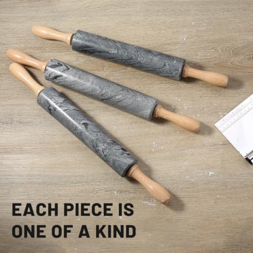 Marble Rolling Pin, Non-Stick Polished Dough Roller, Pasta, Dumpling, Ravioli, Fondant,Pie Crust, Kitchen Baking Pastry Tools Grey Marble - color: Gray Marble