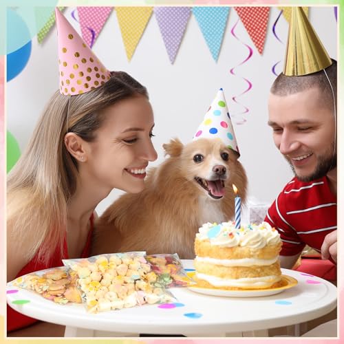 Pasimy 200 Pcs Dog Paw Treat Bags, Clear Self Adhesive Pastel Color - color: Spring Color