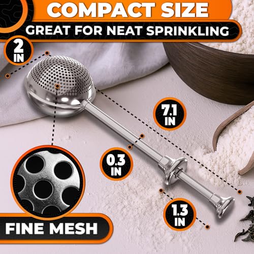 Stainless Steel Flour Duster for Bread Baking, 7", Spring Handle - size: 7-Inch Flour Duster