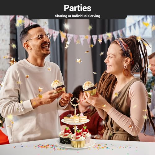 EUSOAR Mini Aluminum Pans with Lids, Pack of 30 Gold Bule Red 5oz Disposable Aluminum Foil Cupcake Liners Ramekins Baking Cups, Dessert Cups with Lids Aluminum Cheesecake Pan Creme Brulee Ramekins - color: 3 Colors Mixed B, size: 30pcs