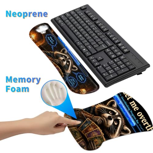 3-in-1 Ergonomic Memory Foam Keyboard Wrist Rest Pad Set, Raccoon - color: 00012